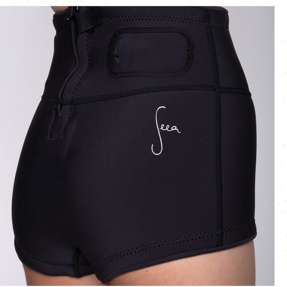 Seea Palisades Shorts Yulex Women's Black High-Waisted Swim Bottoms/ Shorts - Picture 4 of 12